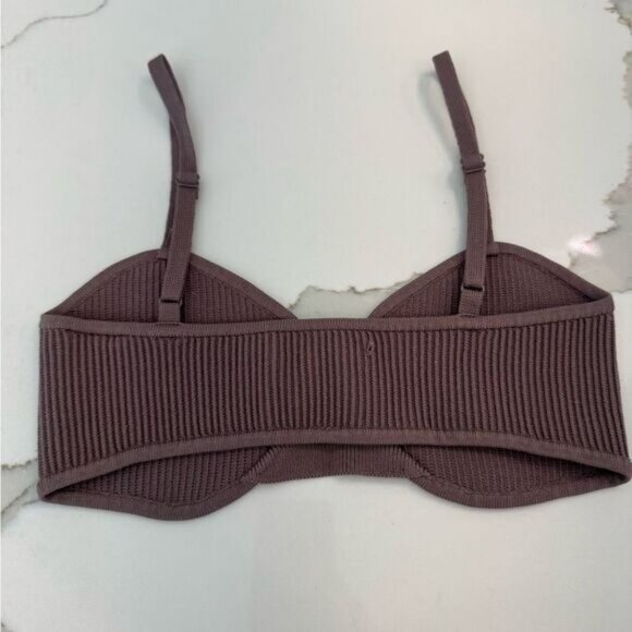 Womens Ribbed Brown Bralette - Picture 2 of 4